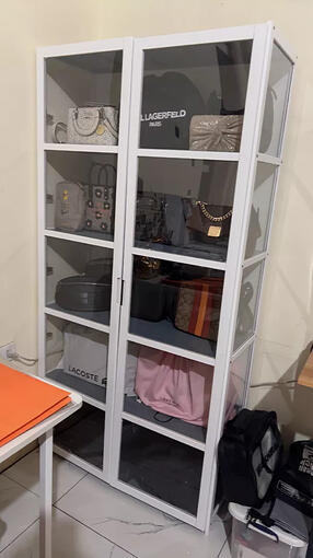 Display Glass and Bamboo Cabinet